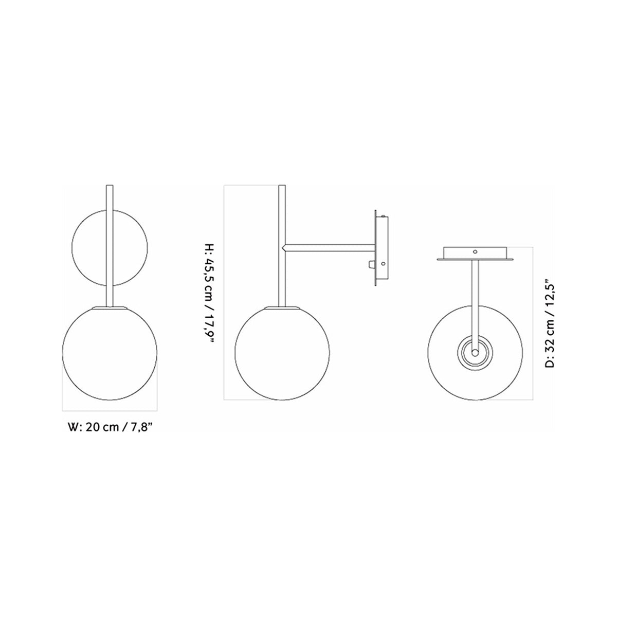TR Wall Light - line drawing.