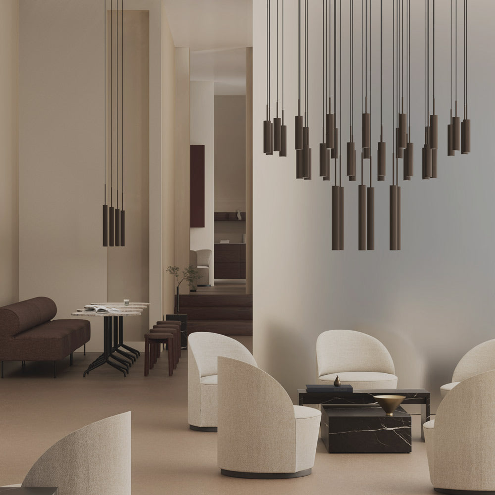 Tubulaire Chandelier in living room.