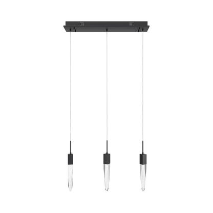 Aspen Linear Pendant Light in Black (Clear Crystal/3-Light).
