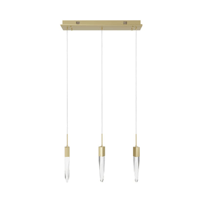 Aspen Linear Pendant Light in Brushed Brass (Clear Crystal/3-Light).