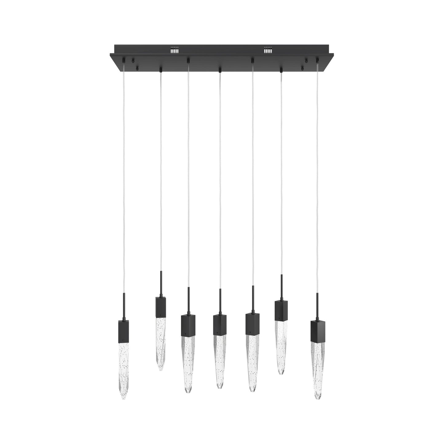 Aspen Linear Pendant Light in Black (Bubbled Crystal/7-Light).