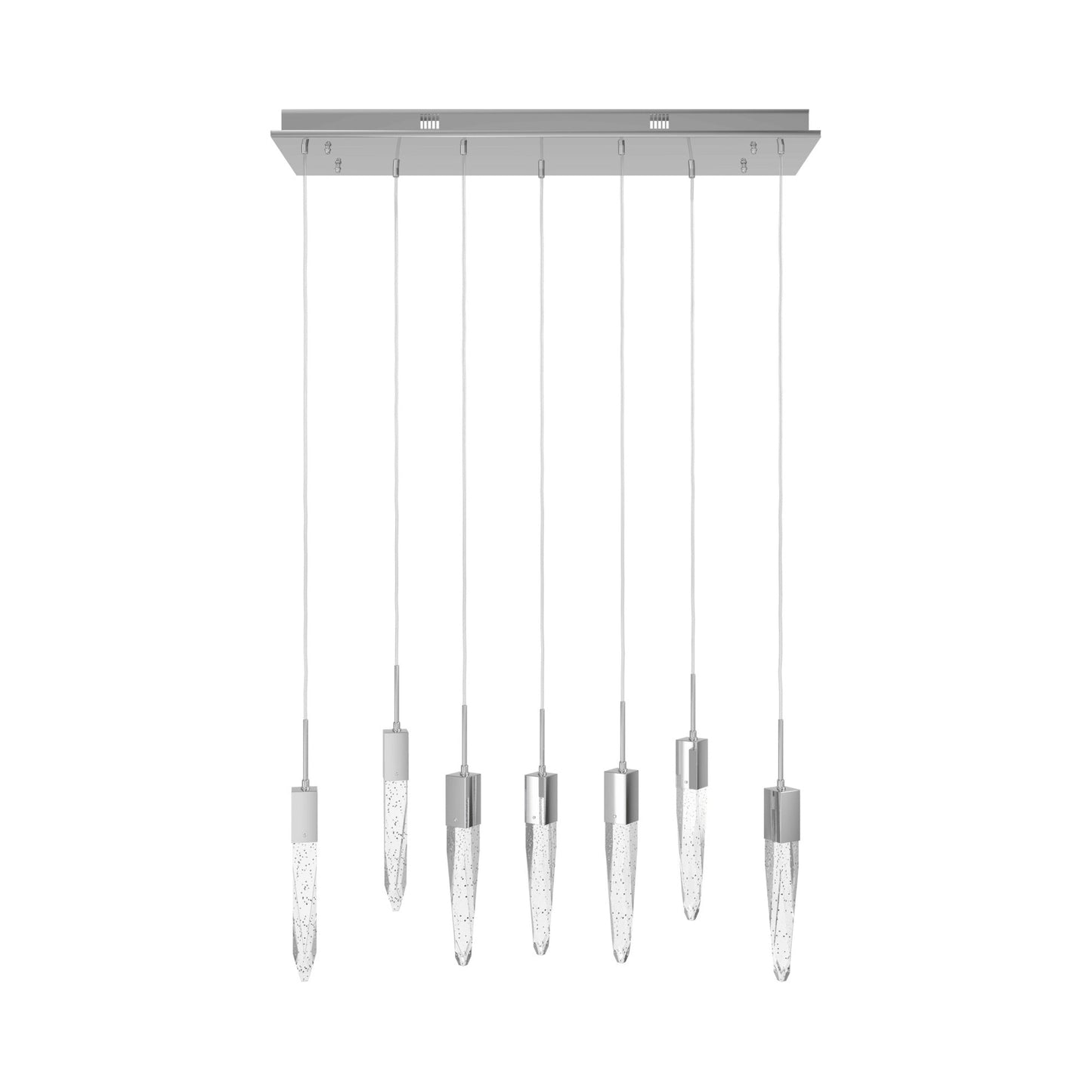 Aspen Linear Pendant Light in Polished Chrome (Bubbled Crystal/7-Light).