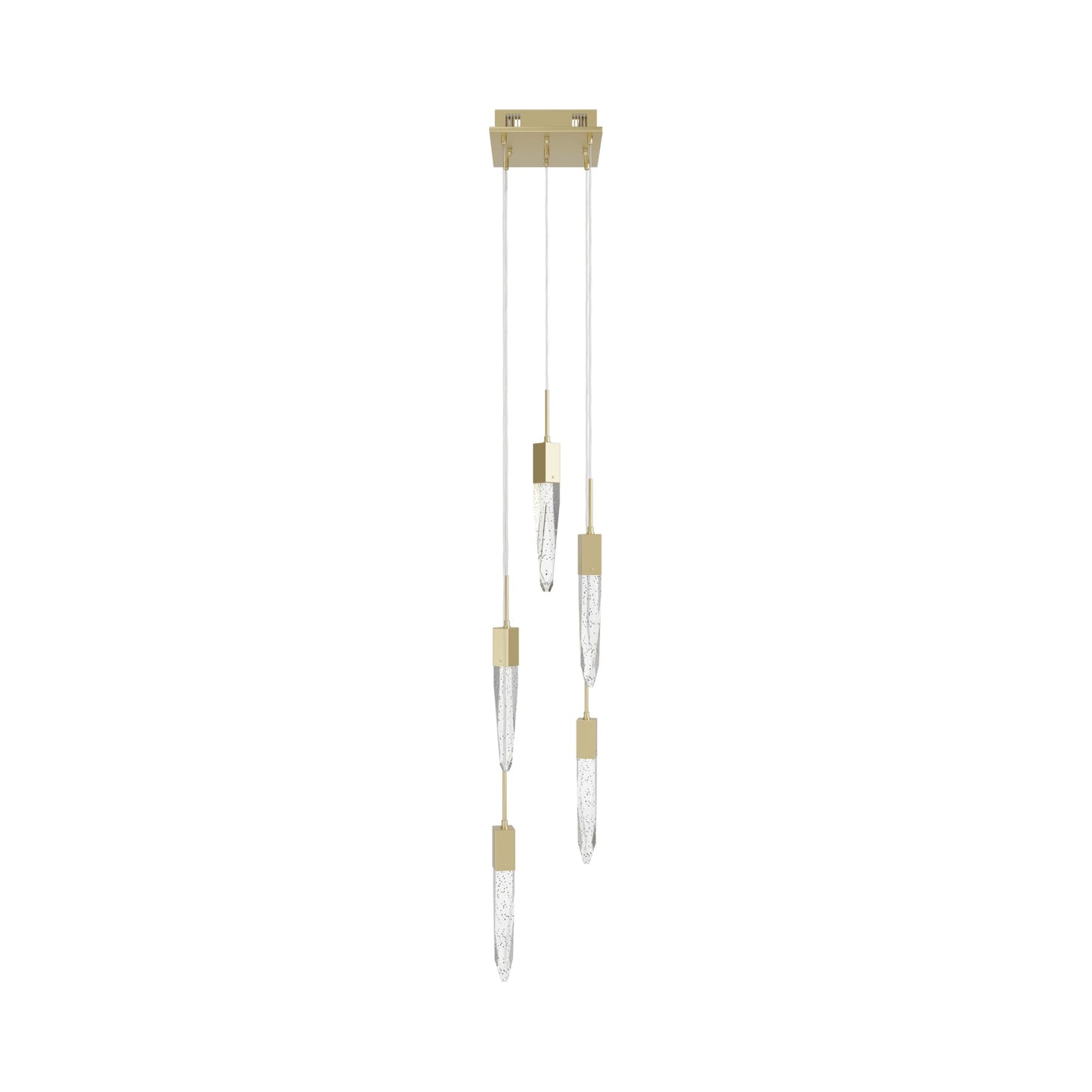 Aspen Multi Light Pendant Light in Brushed Brass (Bubbled Crystal/5-Light).