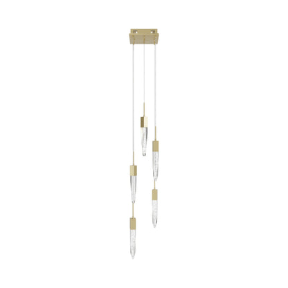 Aspen Multi Light Pendant Light in Brushed Brass (Bubbled Crystal/5-Light).