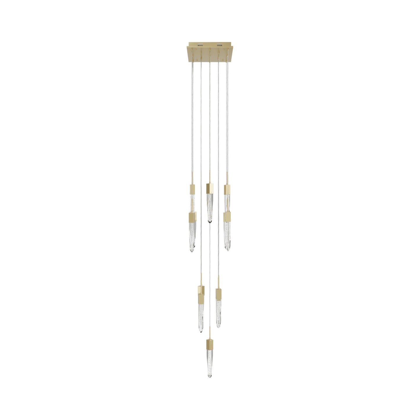 Aspen Multi Light Pendant Light in Brushed Brass (Bubbled Crystal/13-Light).