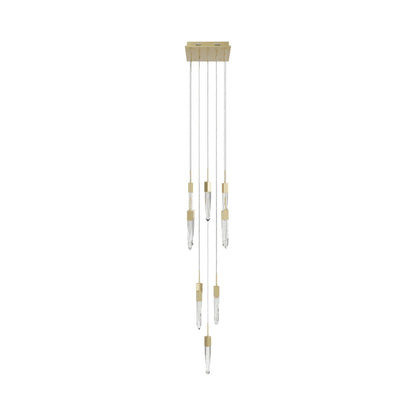 Aspen Multi Light Pendant Light in Brushed Brass (Bubbled Crystal/13-Light).