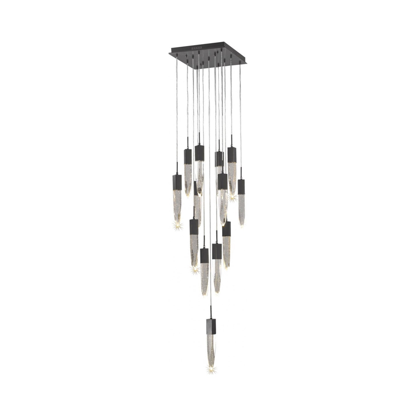 Aspen Multi Light Pendant Light in Dark Bronze (Bubbled Crystal/13-Light).