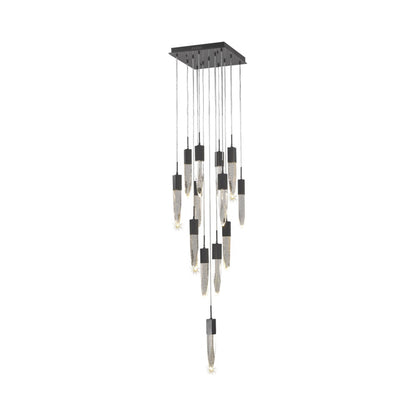 Aspen Multi Light Pendant Light in Dark Bronze (Bubbled Crystal/13-Light).