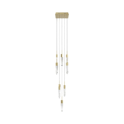 Aspen Multi Light Pendant Light in Brushed Brass (Clear Crystal/13-Light).