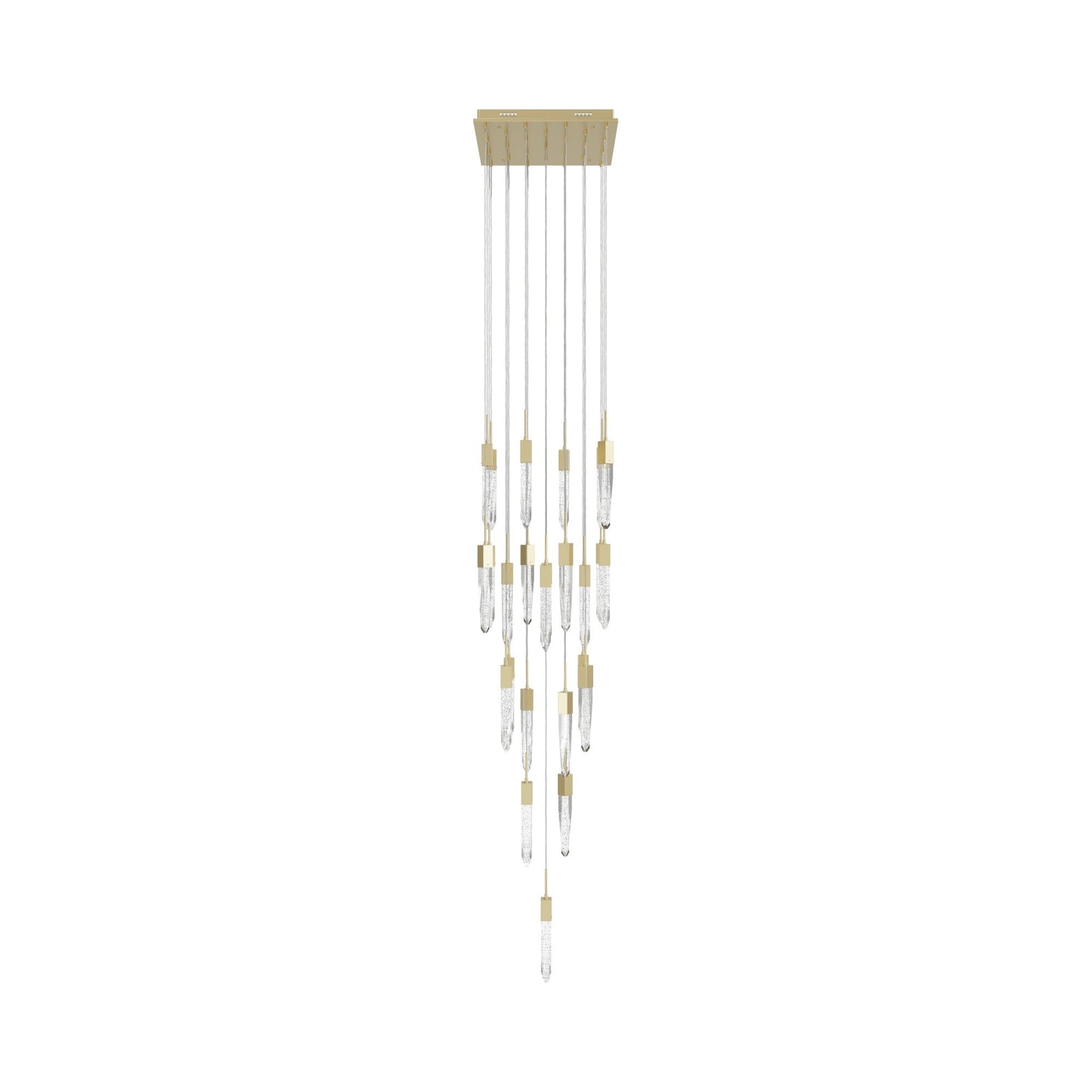 Aspen Multi Light Pendant Light in Brushed Brass (Bubbled Crystal/25-Light).