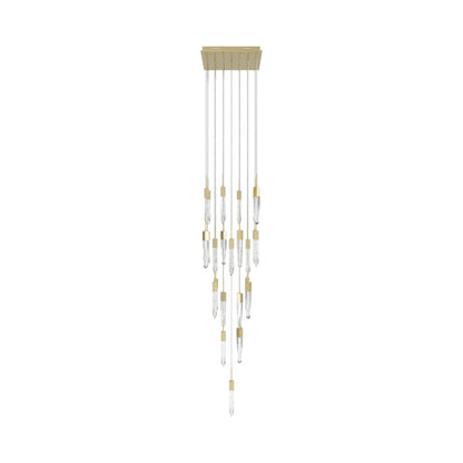 Aspen Multi Light Pendant Light in Brushed Brass (Bubbled Crystal/25-Light).