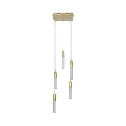 Boa Multi Light Pendant Light in Brushed Brass (5-Light).