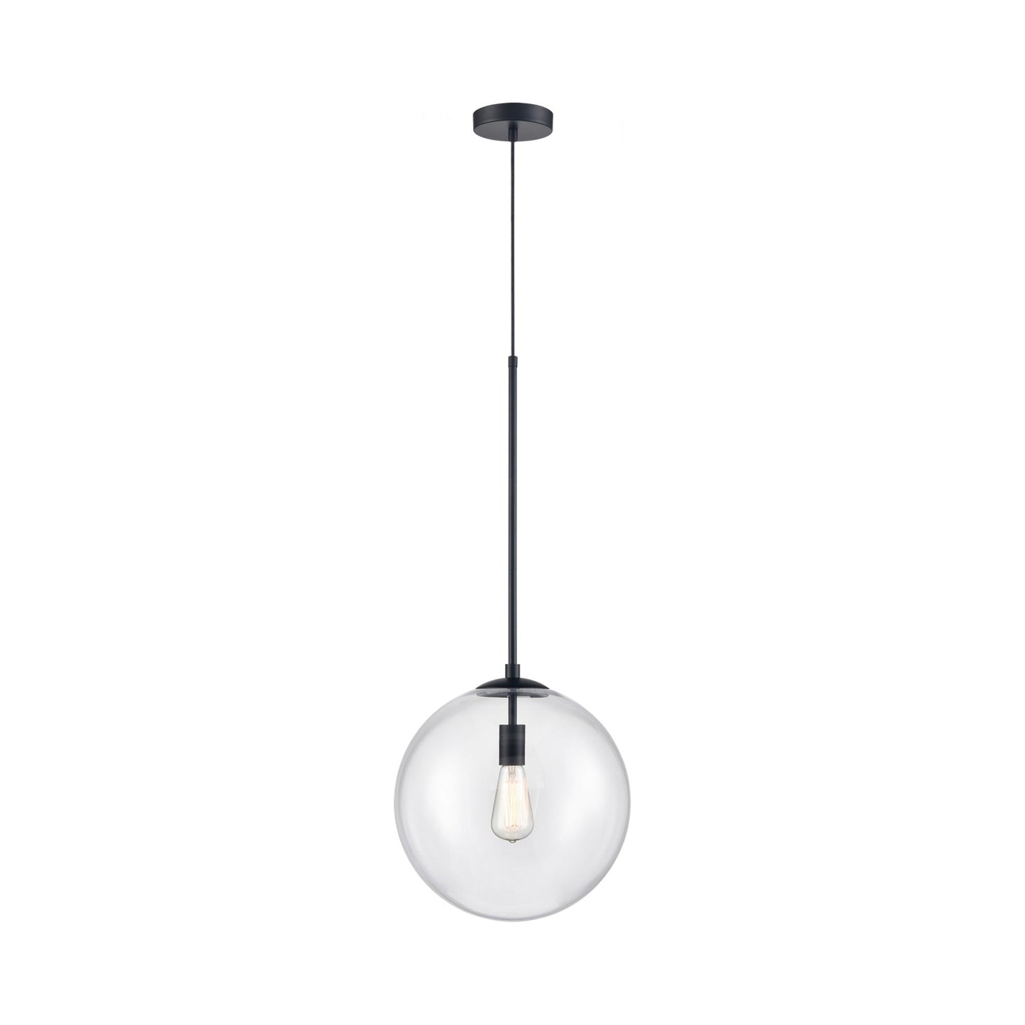 Delilah Pendant Light in Black (Clear Glass).