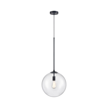 Delilah Pendant Light in Black (Clear Glass).