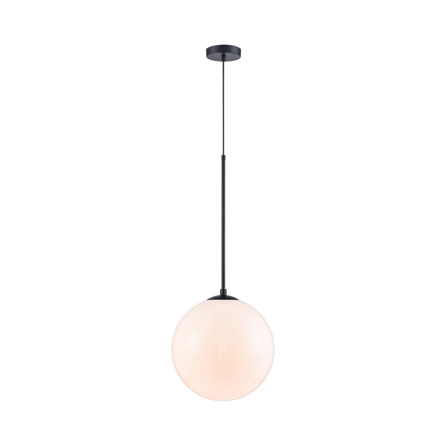 Delilah Pendant Light in Black (White Glass).