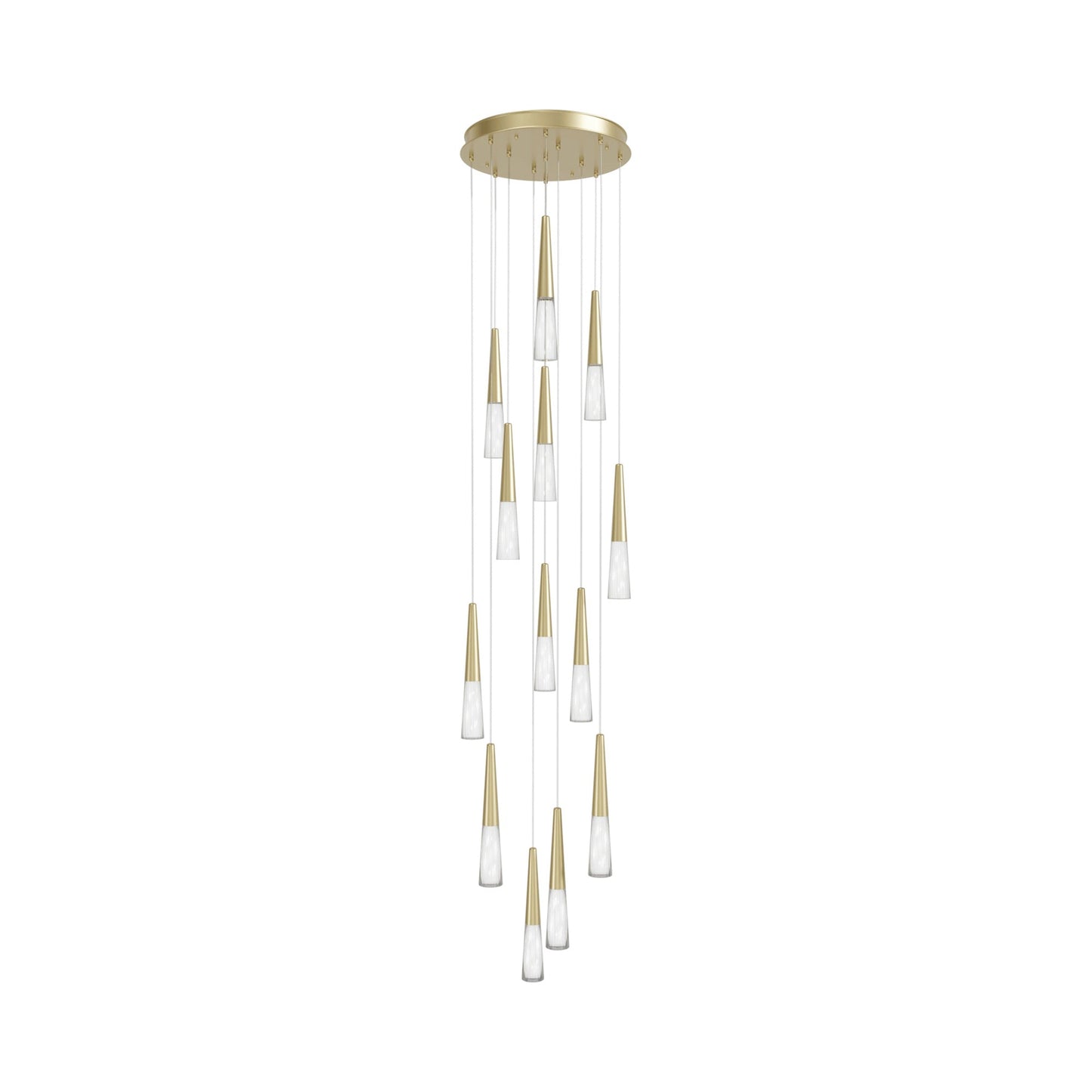 Encino Multi Light Pendant Light in Brushed Brass (13-Light).