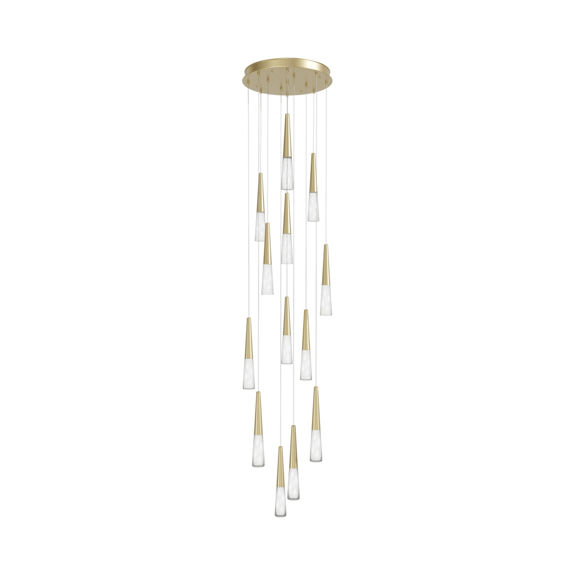 Encino Multi Light Pendant Light in Brushed Brass (13-Light).