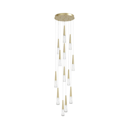 Encino Multi Light Pendant Light in Brushed Brass (13-Light).