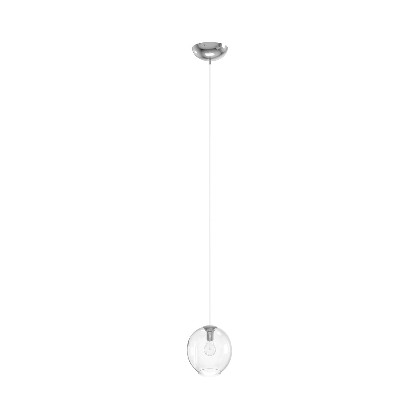 Fairfax Ave. Globe Pendant Light in Matte Chrome.