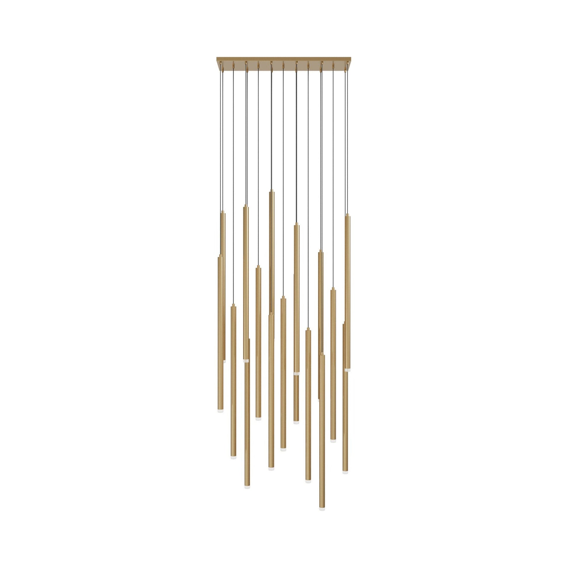 Filmore Ave. Linear Pendant Light in Aged Brass.