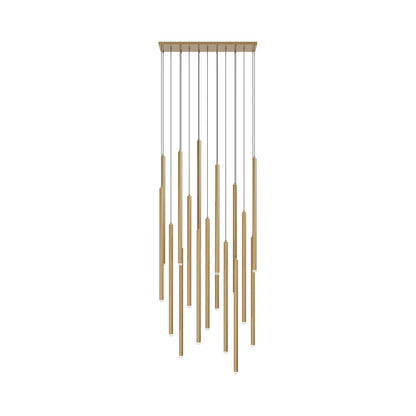 Filmore Ave. Linear Pendant Light in Aged Brass.