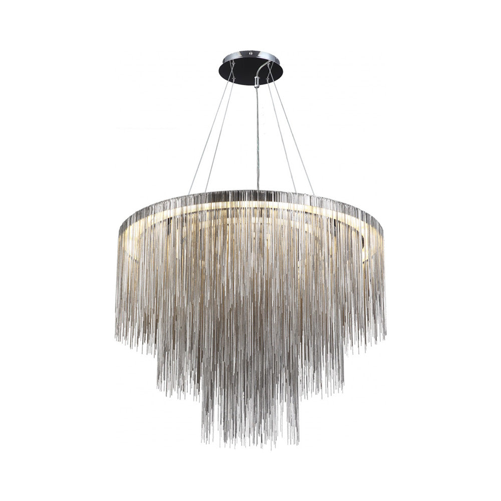Fountain Ave. Round LED Chandelier in Chrome (30-Inch).