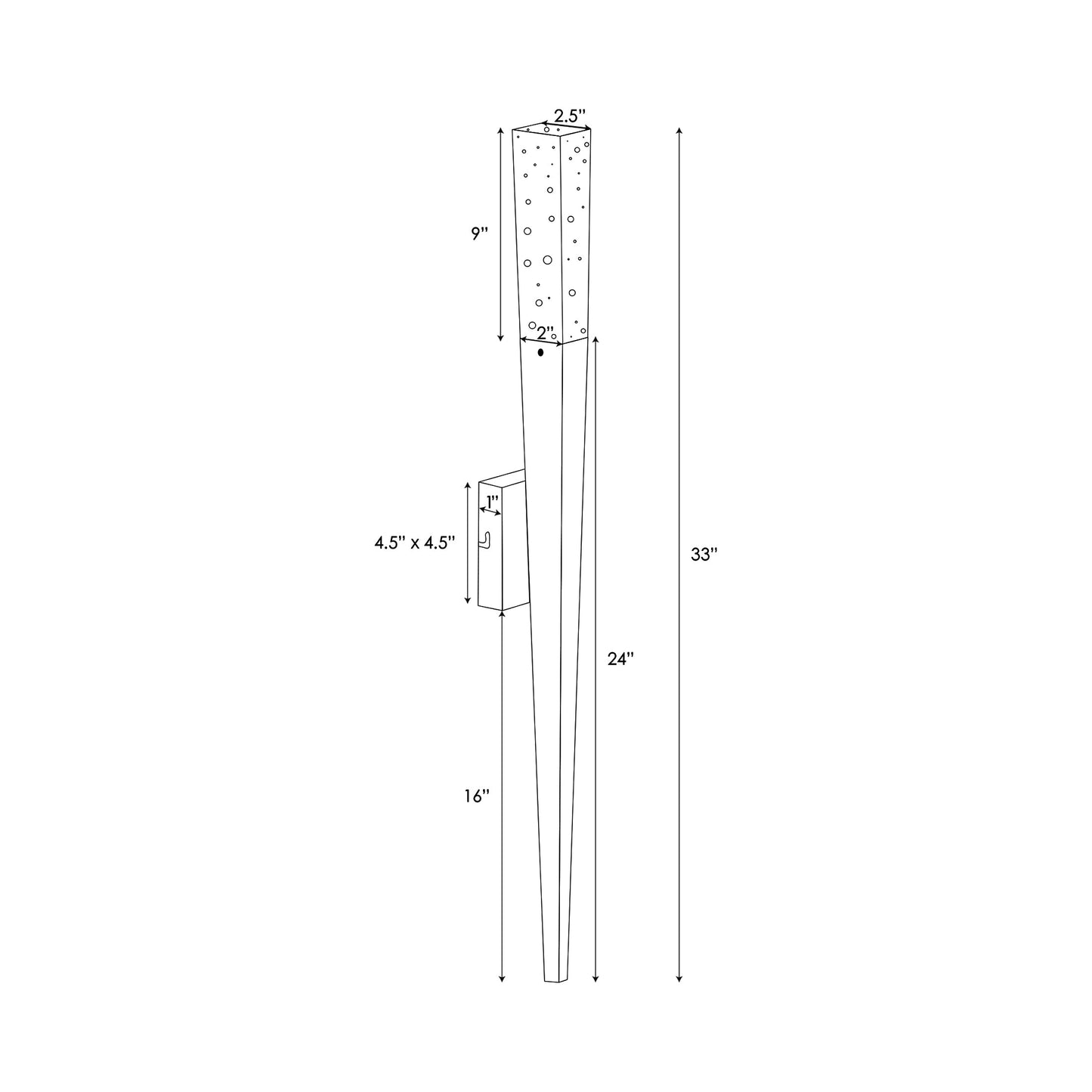 Glacier HF3040 Wall Light - line drawing.