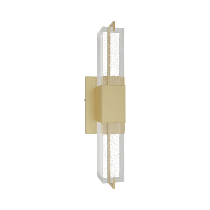 Glacier Rectangular LED Wall Light in Brushed Brass (17-Inch).