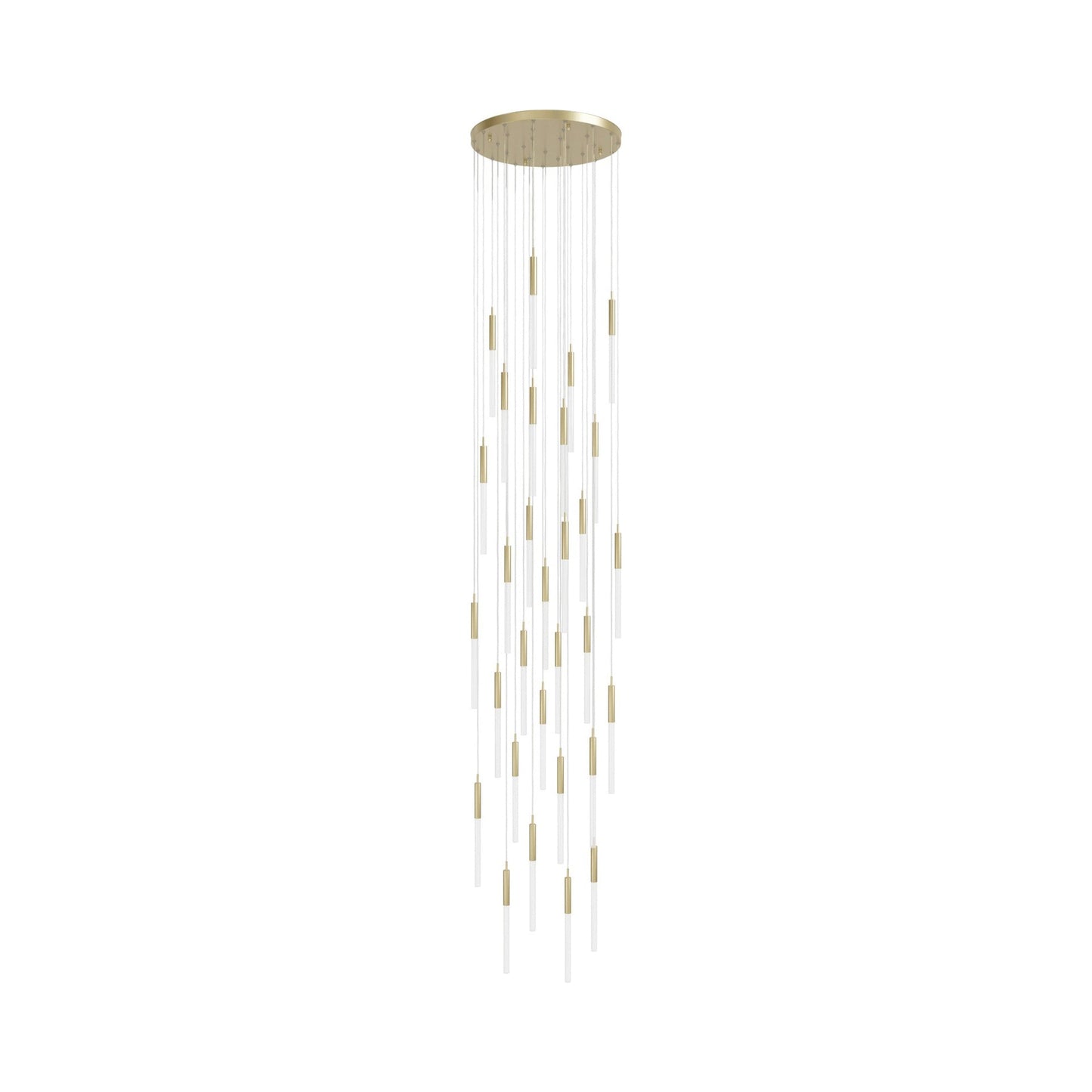 Main St. Chandelier in Brushed Brass/Frosted Glass (31-Light).