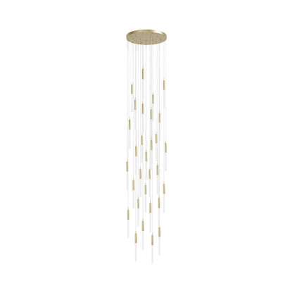 Main St. Chandelier in Brushed Brass/Frosted Glass (31-Light).