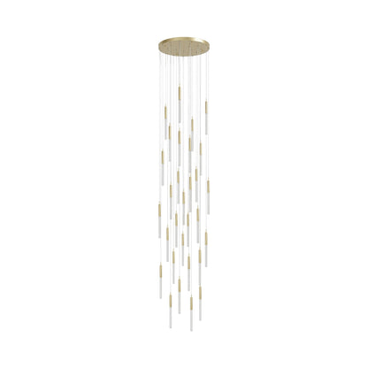 Main St. Chandelier in Brushed Brass/Studded Glass (31-Light).
