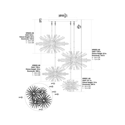 Palisades Ave. Chandelier - line drawing.
