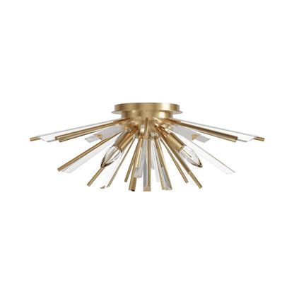 Palisades Avenue Flush Mount Ceiling Light in Aged Brass.