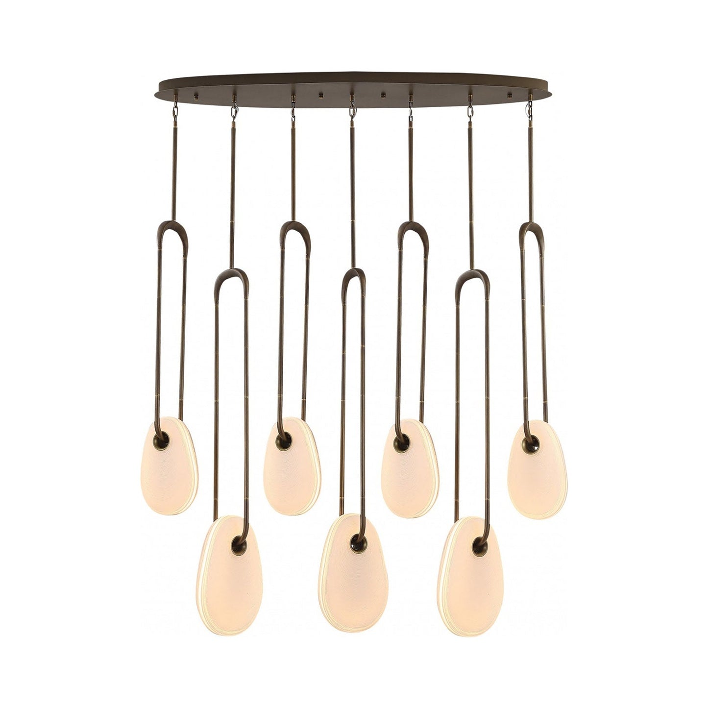 Palmea LED Linear Pendant Light in Aged Brass.
