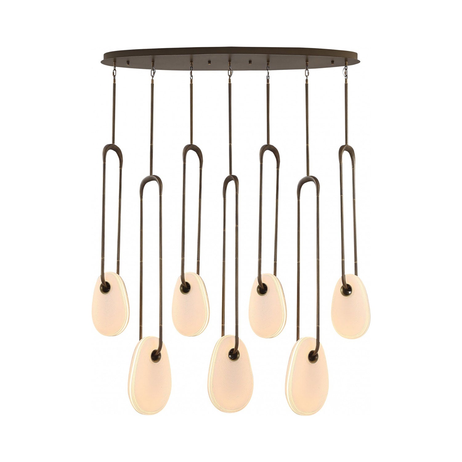 Palmea LED Linear Pendant Light in Aged Brass.