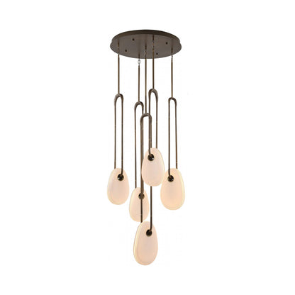Palmea Multi Light LED Pendant Light in Aged Brass (5-Light).