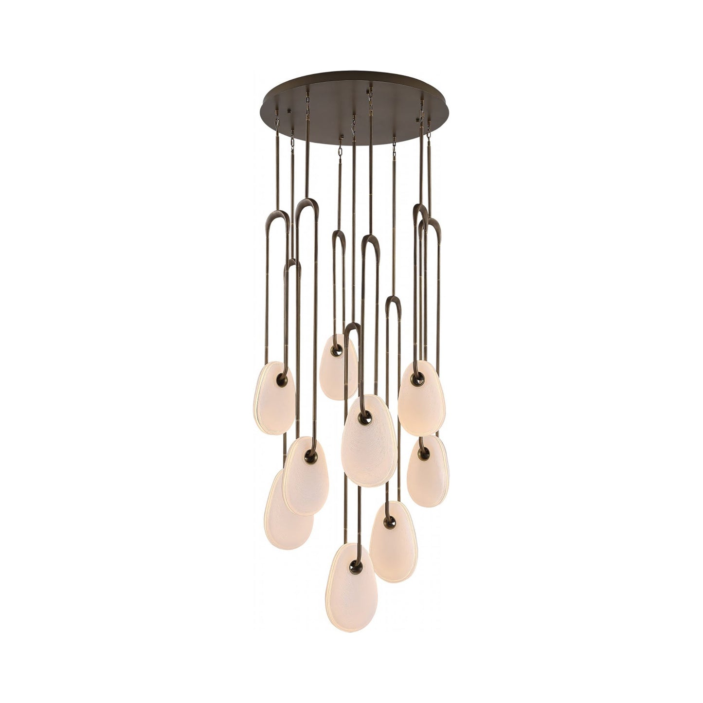 Palmea Multi Light LED Pendant Light in Aged Brass (9-Light).