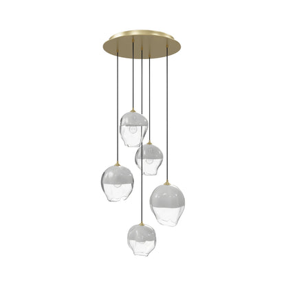 Sonoma Ave. Multi Light Pendant Light in Brushed Brass (5-Light).