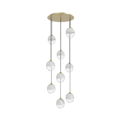 Sonoma Ave. Multi Light Pendant Light in Brushed Brass (9-Light).