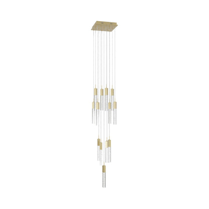 The Original Glacier Multi Light Pendant Light in Brushed Brass/Bubbled Crystal (13-Light).
