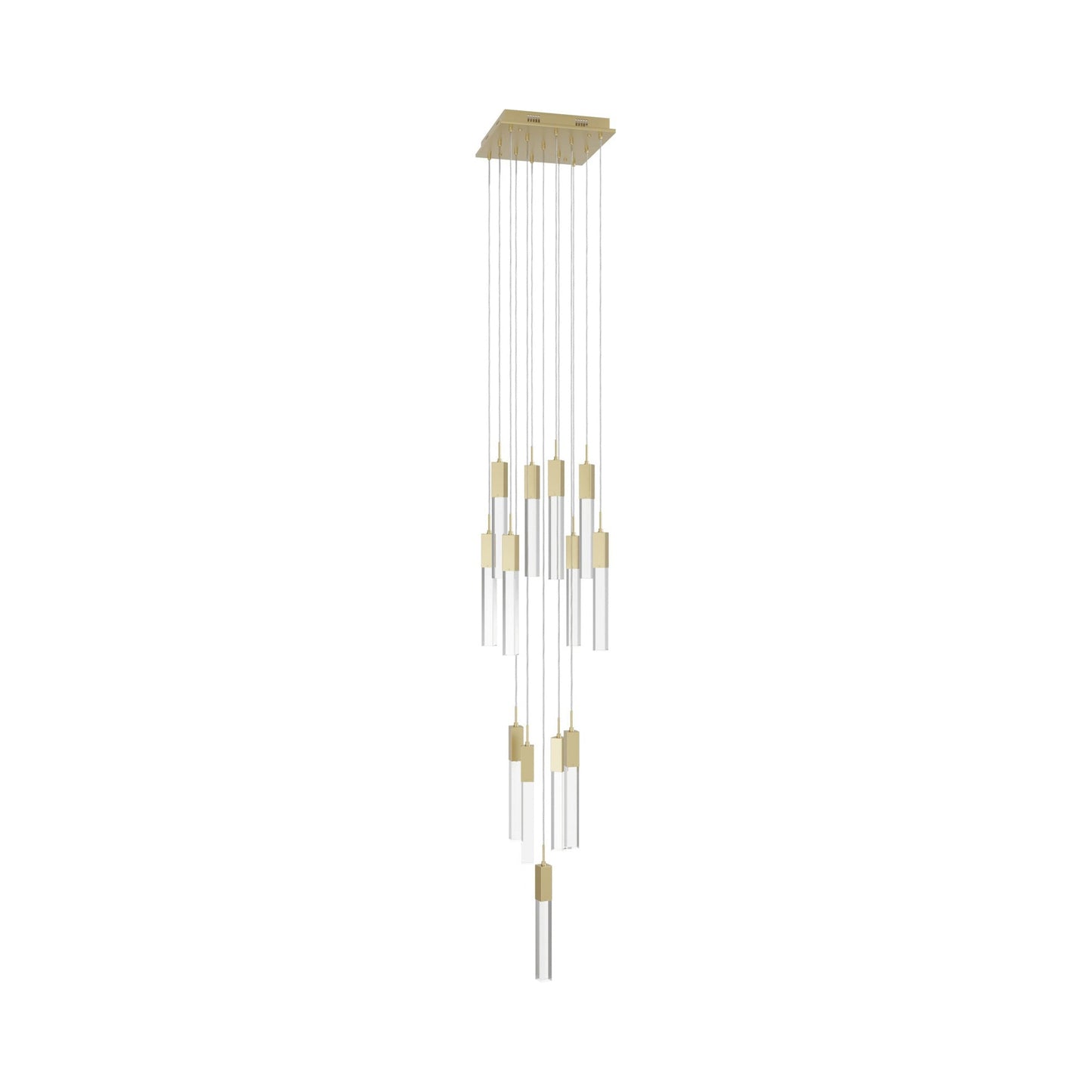 The Original Glacier Multi Light Pendant Light in Brushed Brass/Clear Crystal (13-Light).