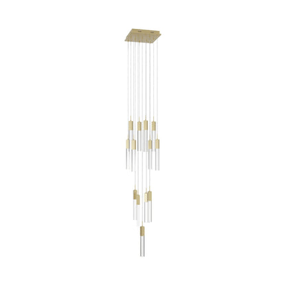The Original Glacier Multi Light Pendant Light in Brushed Brass/Clear Crystal (13-Light).