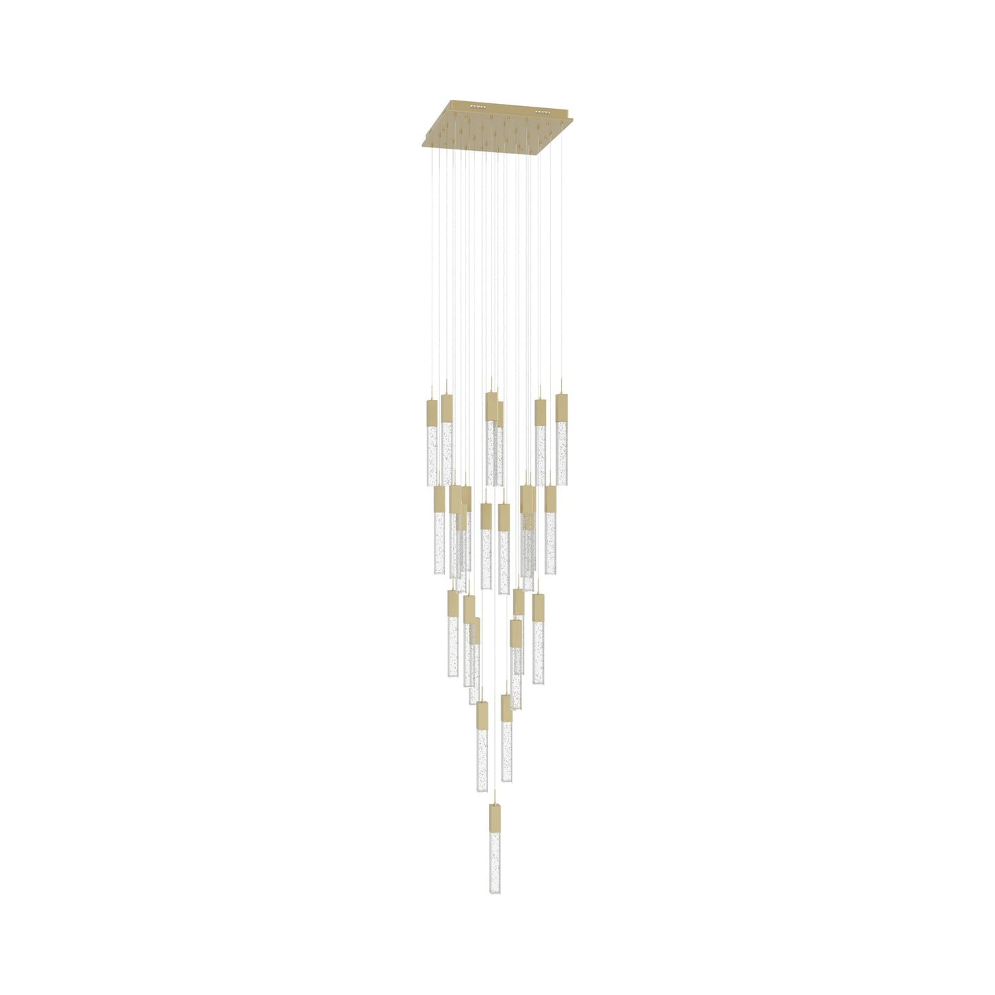 The Original Glacier Multi Light Pendant Light in Brushed Brass/Bubbled Crystal (25-Light).