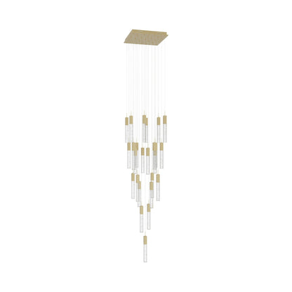 The Original Glacier Multi Light Pendant Light in Brushed Brass/Bubbled Crystal (25-Light).