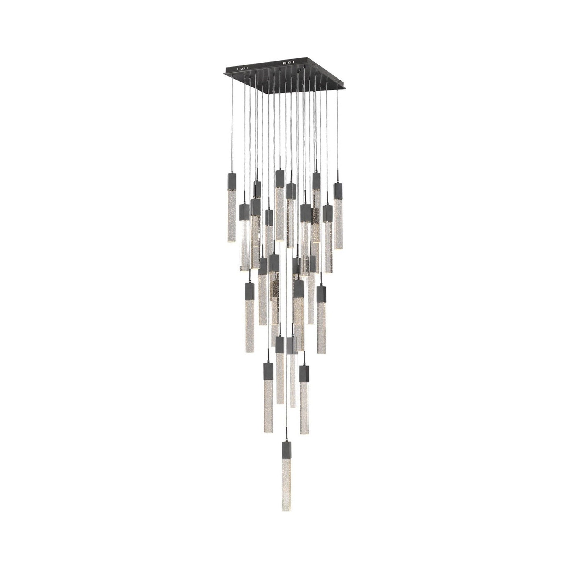 The Original Glacier Multi Light Pendant Light in Dark Bronze/Bubbled Crystal (25-Light).