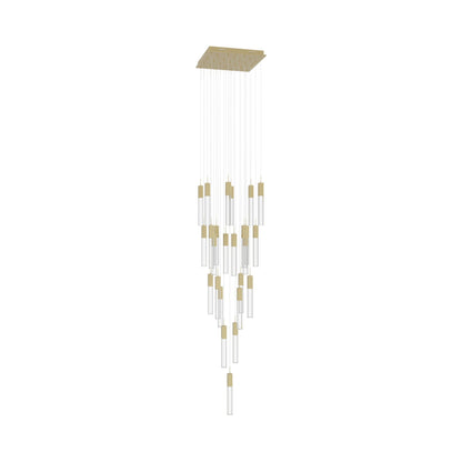 The Original Glacier Multi Light Pendant Light in Brushed Brass/Clear Crystal (25-Light).