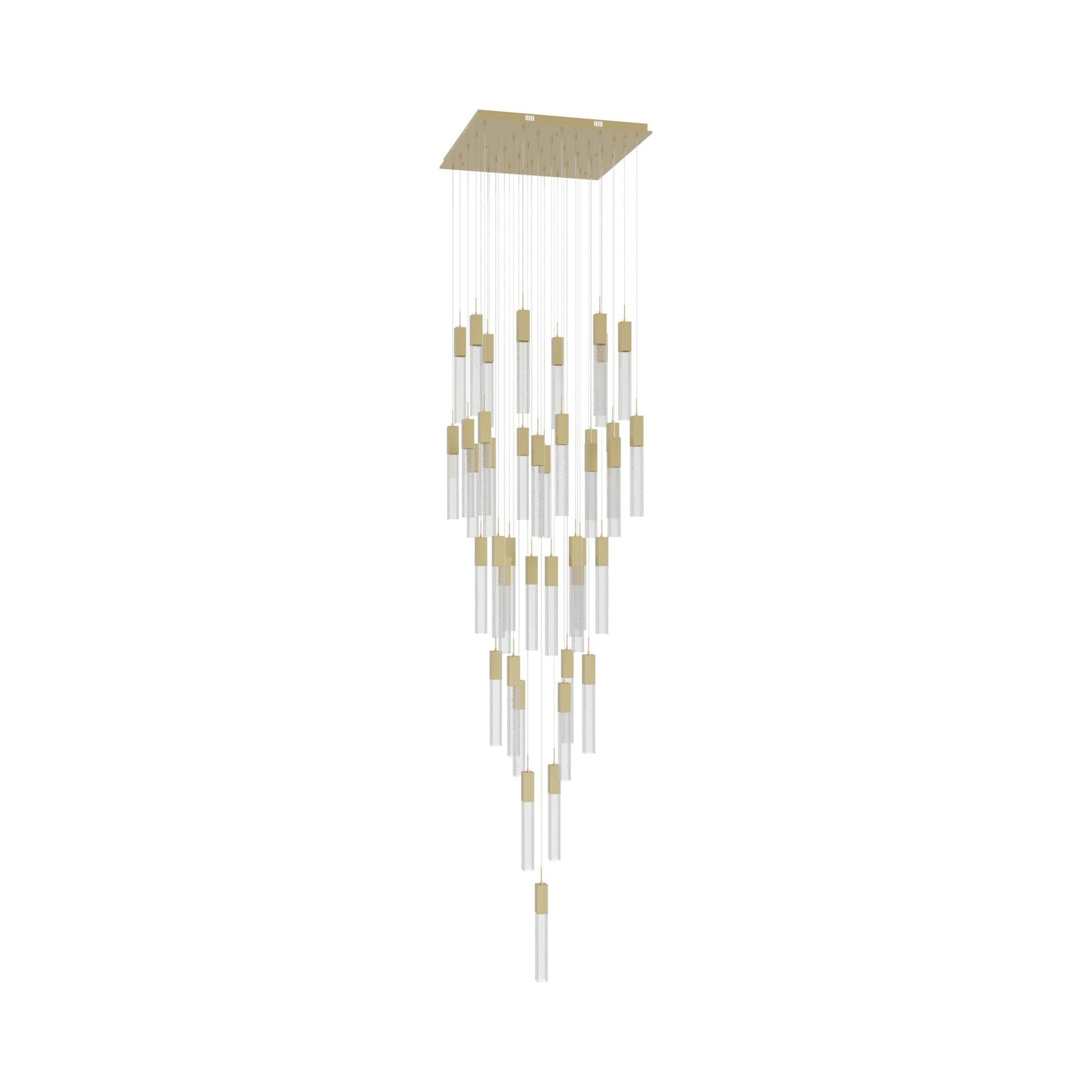 The Original Glacier Multi Light Pendant Light in Brushed Brass/Bubbled Crystal (41-Light).
