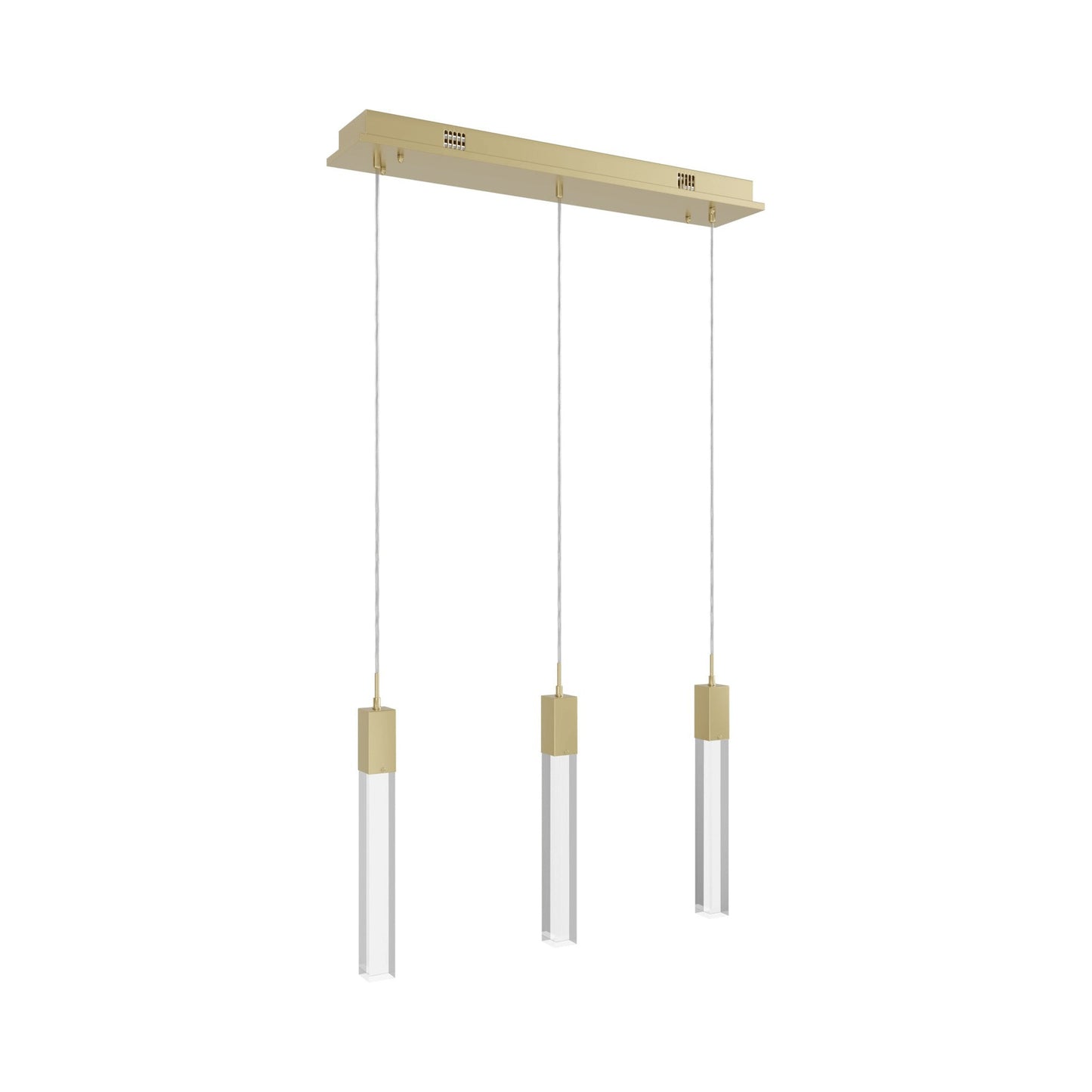 The Original Glacier Pendant Light in Brushed Brass/Clear Crystal (3-Light).