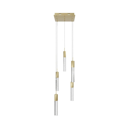 The Original Glacier Pendant Light in Brushed Brass/Bubble Crystal (5-Light).