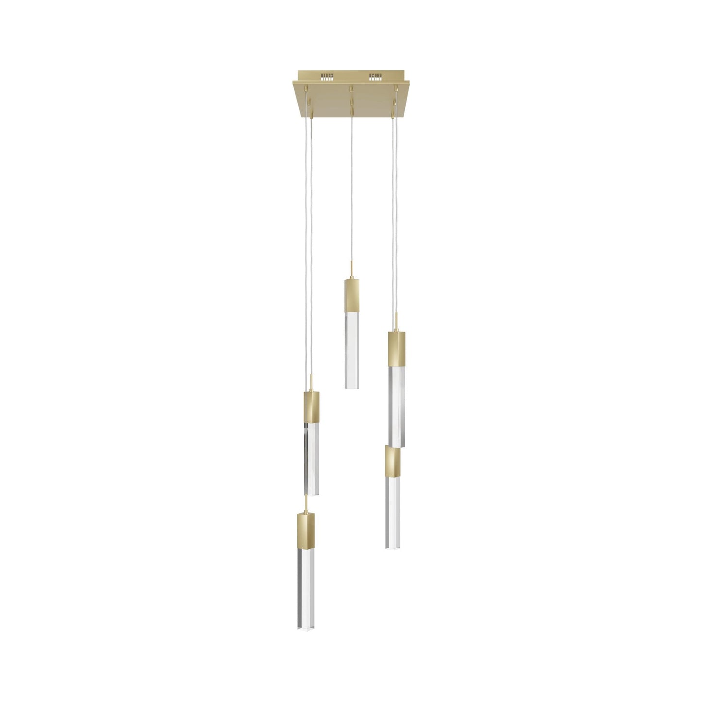 The Original Glacier Pendant Light in Brushed Brass/Clear Crystal (5-Light).